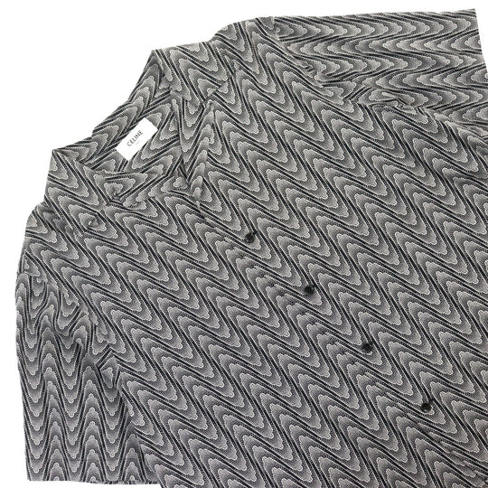 CELINE Short sleeve shirt 2C036881H Main: 100% rayon Black White All-over pattern mens 40 Used Authentic