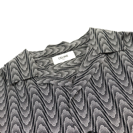 CELINE Short sleeve shirt 2C036881H Main: 100% rayon Black White All-over pattern mens 40 Used Authentic