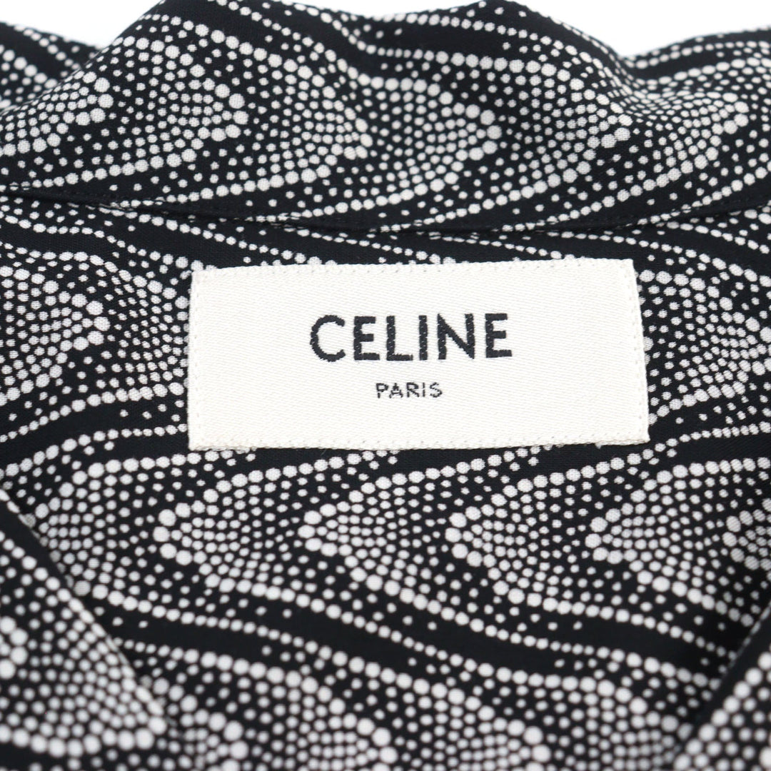 CELINE Short sleeve shirt 2C036881H Main: 100% rayon Black White All-over pattern mens 40 Used Authentic