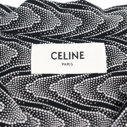 CELINE Short sleeve shirt 2C036881H Main: 100% rayon Black White All-over pattern mens 40 Used Authentic