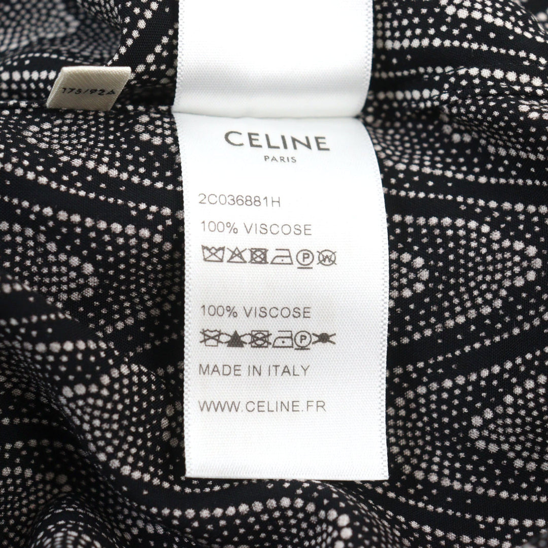 CELINE Short sleeve shirt 2C036881H Main: 100% rayon Black White All-over pattern mens 40 Used Authentic