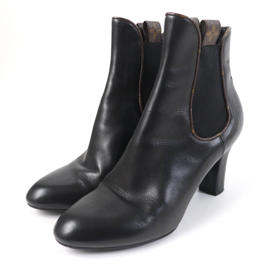 LOUIS VUITTON short boots Main: Leather black Women 38 1/2 Used Authentic