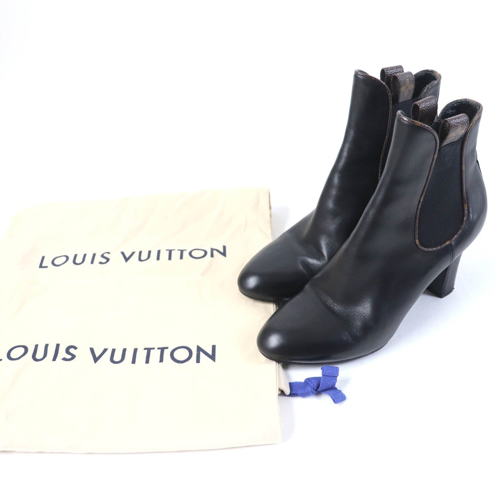 LOUIS VUITTON short boots Main: Leather black Women 38 1/2 Used Authentic