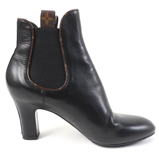 LOUIS VUITTON short boots Main: Leather black Women 38 1/2 Used Authentic