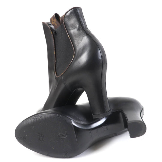 LOUIS VUITTON short boots Main: Leather black Women 38 1/2 Used Authentic