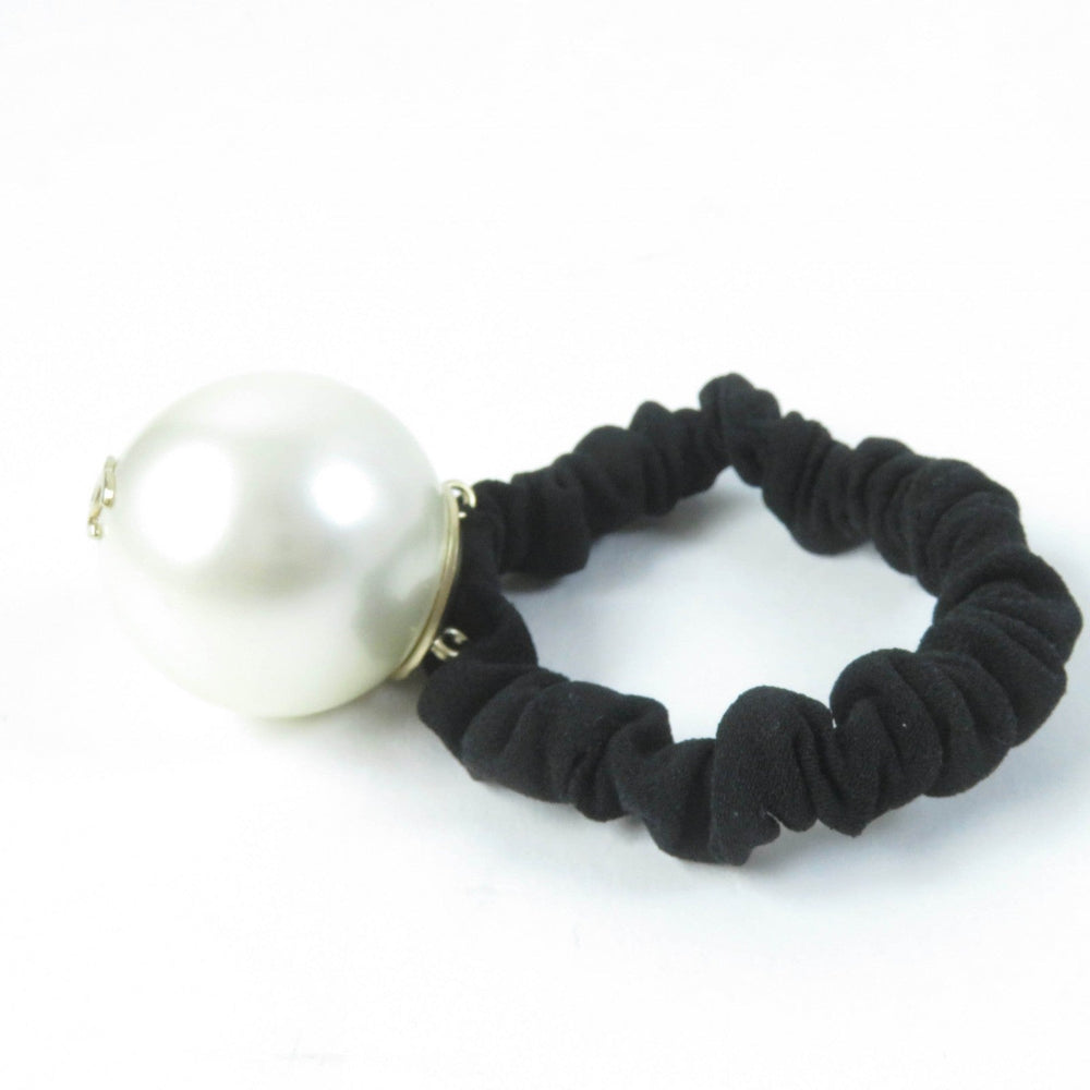 CHANEL hair accessory F21 Rubber, fake pearls black Hair rubber Women Used Authentic