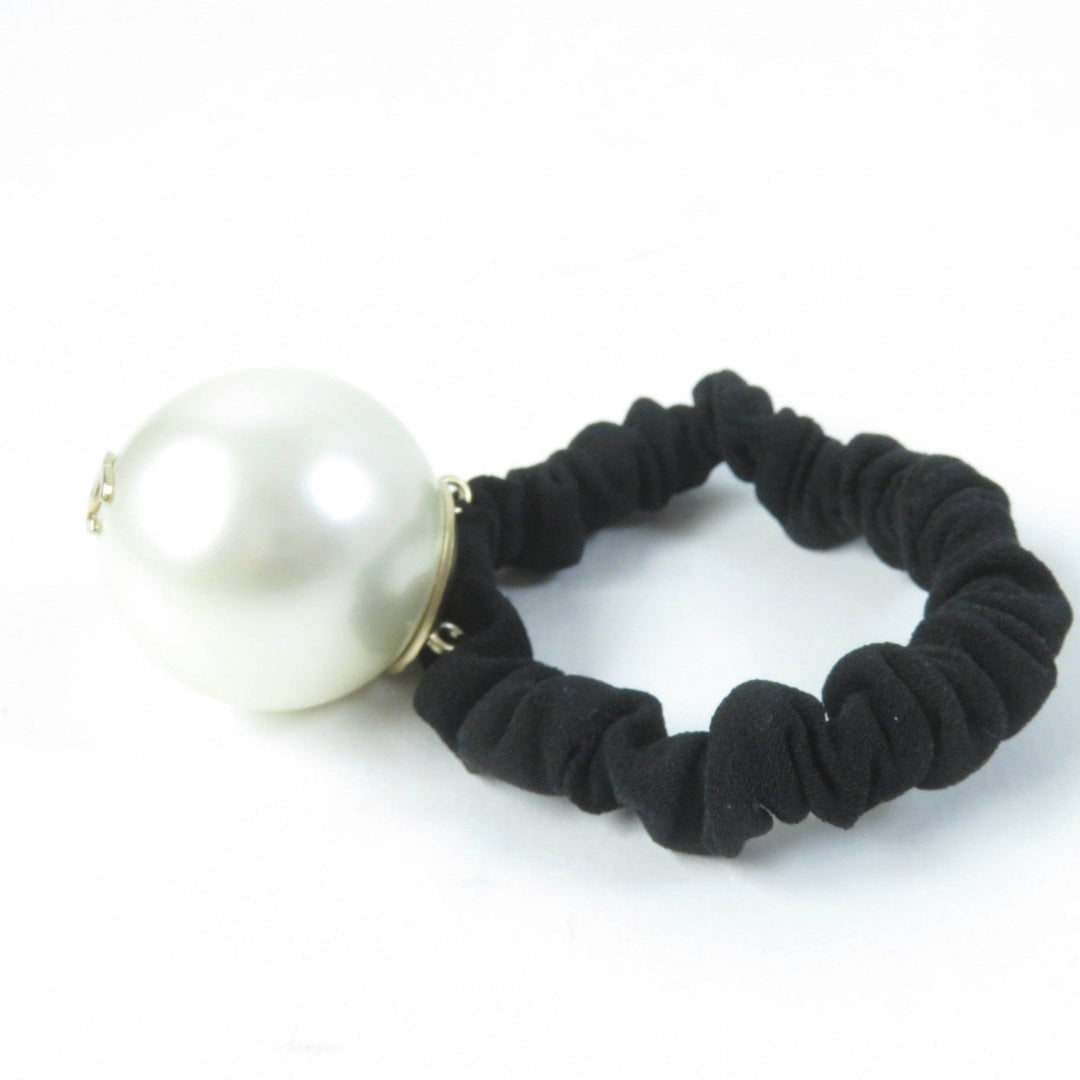 CHANEL hair accessory F21 Rubber, fake pearls black Hair rubber Women Used Authentic