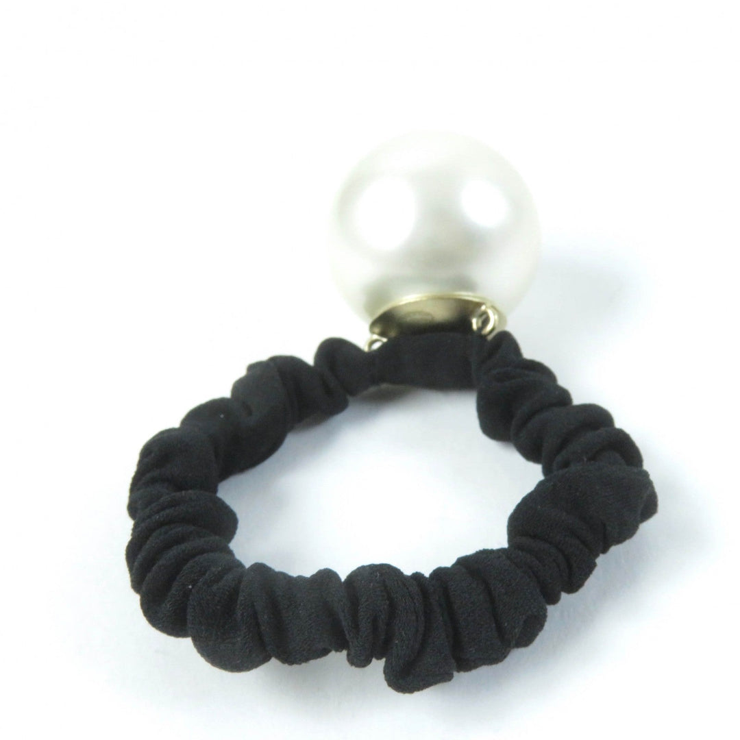 CHANEL hair accessory F21 Rubber, fake pearls black Hair rubber Women Used Authentic