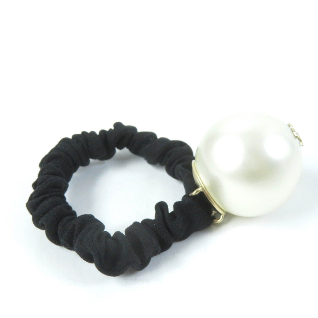 CHANEL hair accessory F21 Rubber, fake pearls black Hair rubber Women Used Authentic