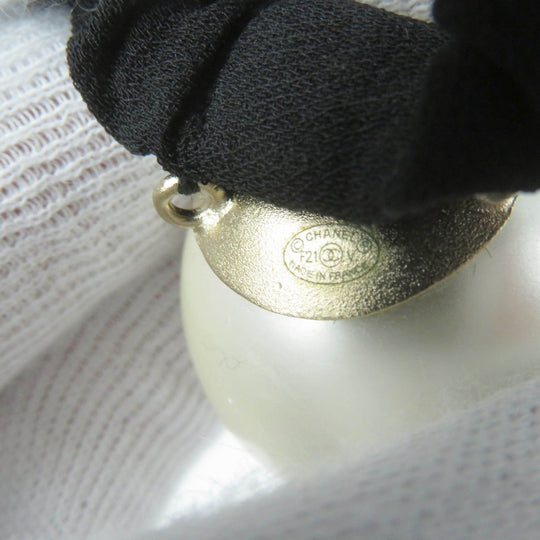 CHANEL hair accessory F21 Rubber, fake pearls black Hair rubber Women Used Authentic