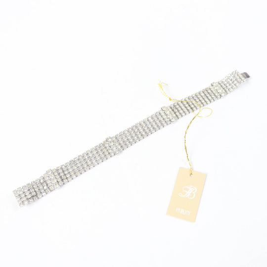 FOXEY bracelet Main: Cubic zirconia Crystal Silver Women Used Authentic