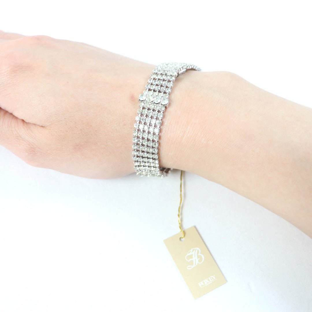 FOXEY bracelet Main: Cubic zirconia Crystal Silver Women Used Authentic