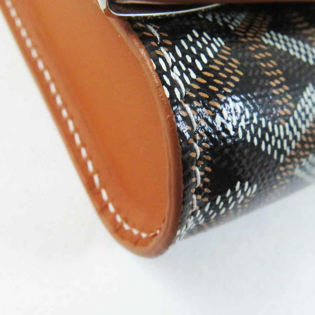 GOYARD Shoulder Bag Main: PVC, Part: Calfskin, Part: Wood Black brown white Monte Carlo PM Women Used Authentic