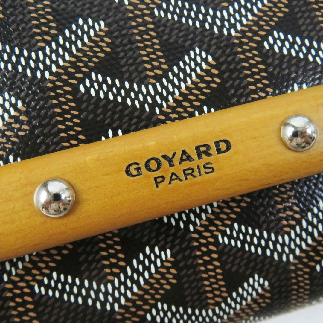 GOYARD Shoulder Bag Main: PVC, Part: Calfskin, Part: Wood Black brown white Monte Carlo PM Women Used Authentic