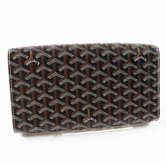 GOYARD Shoulder Bag Main: PVC, Part: Calfskin, Part: Wood Black brown white Monte Carlo PM Women Used Authentic