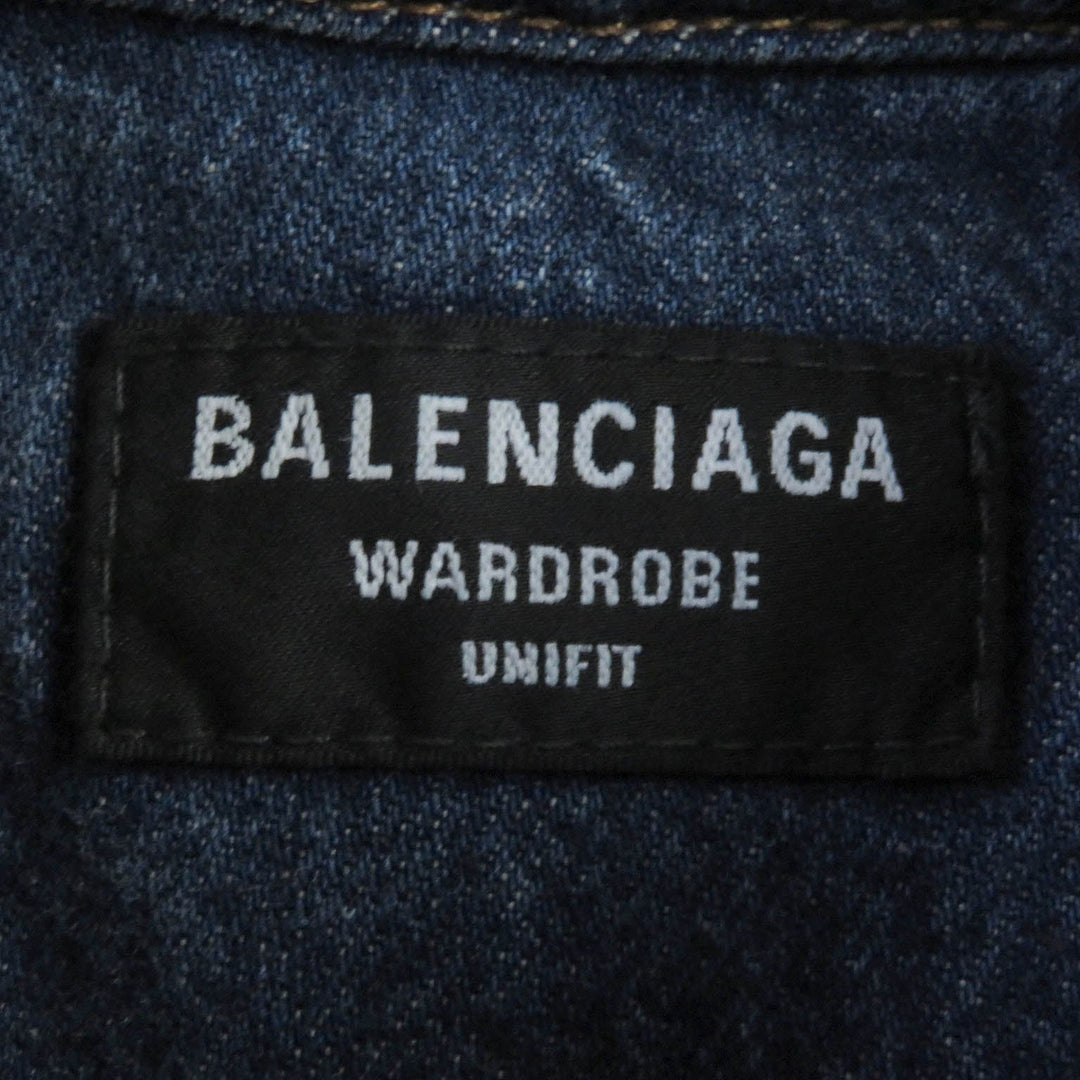 BALENCIAGA Long sleeve shirt 678363 Main: 100% cotton, Part: 100% polyester Indigo blue mens S Used Authentic