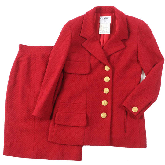 CHANEL setup 20450 Outer: 99% wool, Outer: 1% Lycra, Lining: 100% silk Red Women 38 Used Authentic