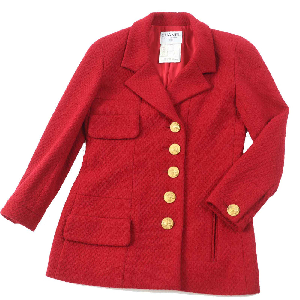 CHANEL setup 20450 Outer: 99% wool, Outer: 1% Lycra, Lining: 100% silk Red Women 38 Used Authentic