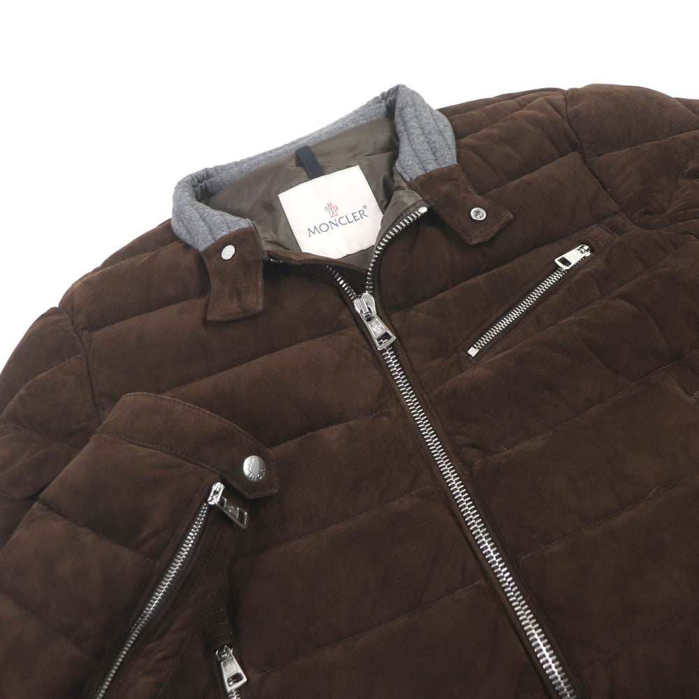 MONCLER Down jacket Outer: goat leather, Lining: 100% nylon, Part: 100% wool, Filling: 90% down, Filling: 10% feather Brown LEFRANC GIUBBOTTO mens 2 Used Authentic