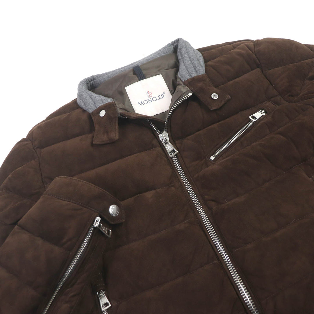 MONCLER Down jacket Outer: goat leather, Lining: 100% nylon, Part: 100% wool, Filling: 90% down, Filling: 10% feather Brown LEFRANC GIUBBOTTO mens 2 Used Authentic