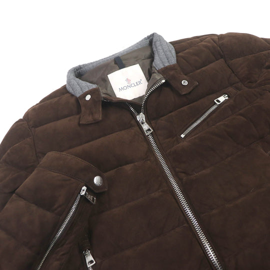 MONCLER Down jacket Outer: goat leather, Lining: 100% nylon, Part: 100% wool, Filling: 90% down, Filling: 10% feather Brown LEFRANC GIUBBOTTO mens 2 Used Authentic