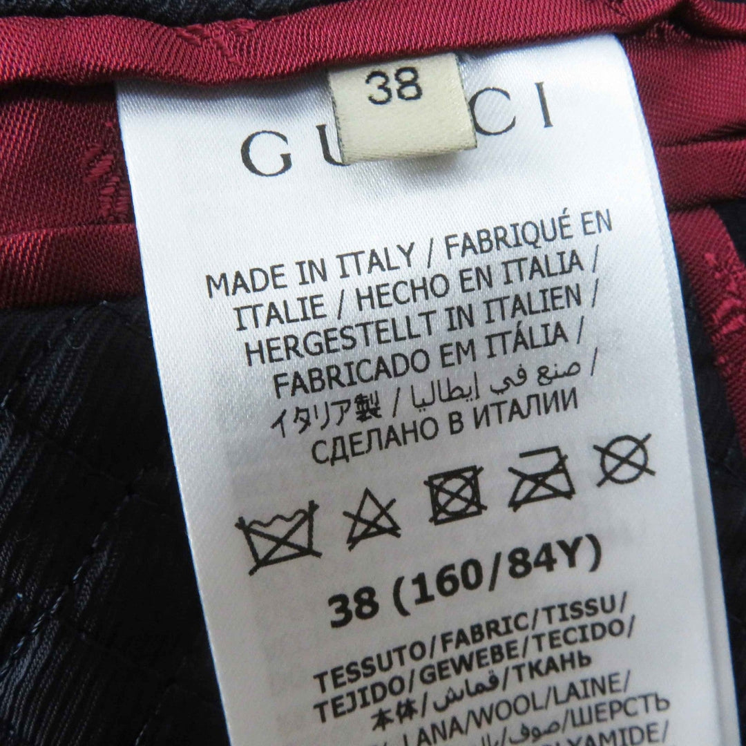 GUCCI Chester coat 669525 Outer: 98% wool, Outer: 2% nylon, Filling: 100% polyester, Lining: 100% rayon, Leather part: sheepskin Navy Women 38 Used Authentic