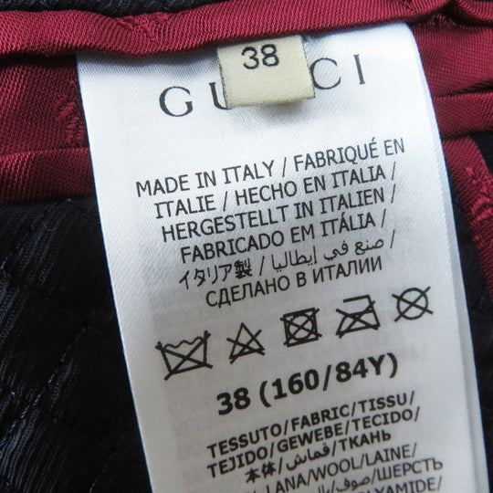 GUCCI Chester coat 669525 Outer: 98% wool, Outer: 2% nylon, Filling: 100% polyester, Lining: 100% rayon, Leather part: sheepskin Navy Women 38 Used Authentic