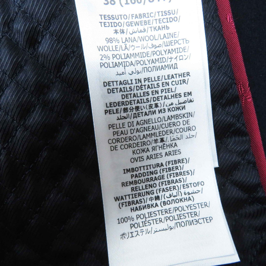 GUCCI Chester coat 669525 Outer: 98% wool, Outer: 2% nylon, Filling: 100% polyester, Lining: 100% rayon, Leather part: sheepskin Navy Women 38 Used Authentic