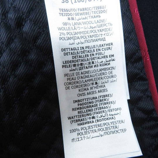 GUCCI Chester coat 669525 Outer: 98% wool, Outer: 2% nylon, Filling: 100% polyester, Lining: 100% rayon, Leather part: sheepskin Navy Women 38 Used Authentic
