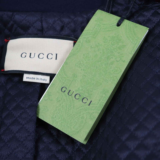 GUCCI Chester coat 669525 Outer: 98% wool, Outer: 2% nylon, Filling: 100% polyester, Lining: 100% rayon, Leather part: sheepskin Navy Women 38 Used Authentic