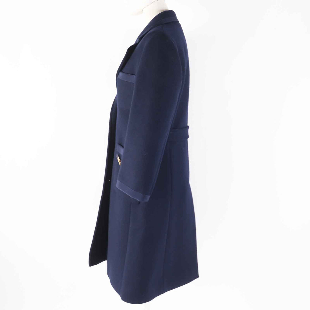 GUCCI Chester coat 669525 Outer: 98% wool, Outer: 2% nylon, Filling: 100% polyester, Lining: 100% rayon, Leather part: sheepskin Navy Women 38 Used Authentic
