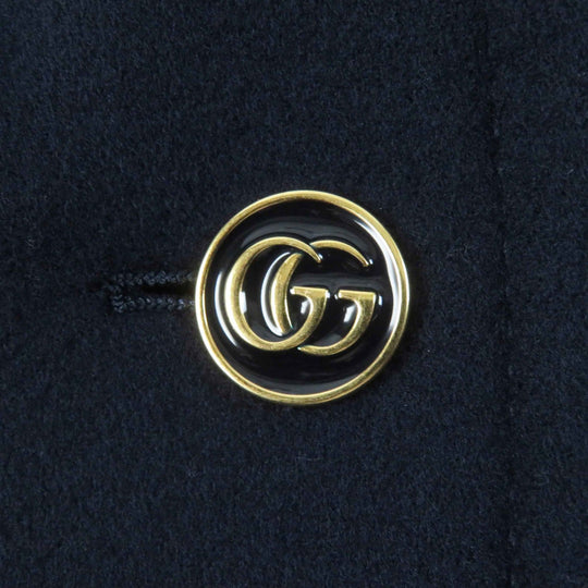 GUCCI Chester coat 669525 Outer: 98% wool, Outer: 2% nylon, Filling: 100% polyester, Lining: 100% rayon, Leather part: sheepskin Navy Women 38 Used Authentic