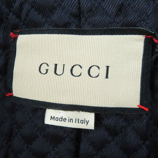 GUCCI Chester coat 669525 Outer: 98% wool, Outer: 2% nylon, Filling: 100% polyester, Lining: 100% rayon, Leather part: sheepskin Navy Women 38 Used Authentic