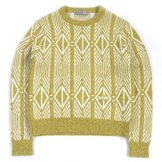 Dior HOMME sweater 313M650AT477 Main: 67% wool, Main: 33% polyester, Part: 100% rayon yellow CD Diamond Ski Capsule mens L Used Authentic
