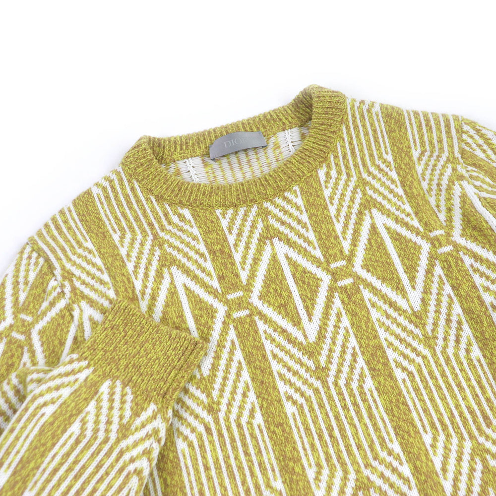 Dior HOMME sweater 313M650AT477 Main: 67% wool, Main: 33% polyester, Part: 100% rayon yellow CD Diamond Ski Capsule mens L Used Authentic