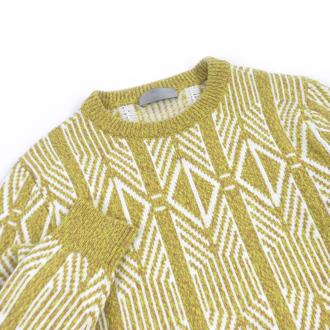Dior HOMME sweater 313M650AT477 Main: 67% wool, Main: 33% polyester, Part: 100% rayon yellow CD Diamond Ski Capsule mens L Used Authentic