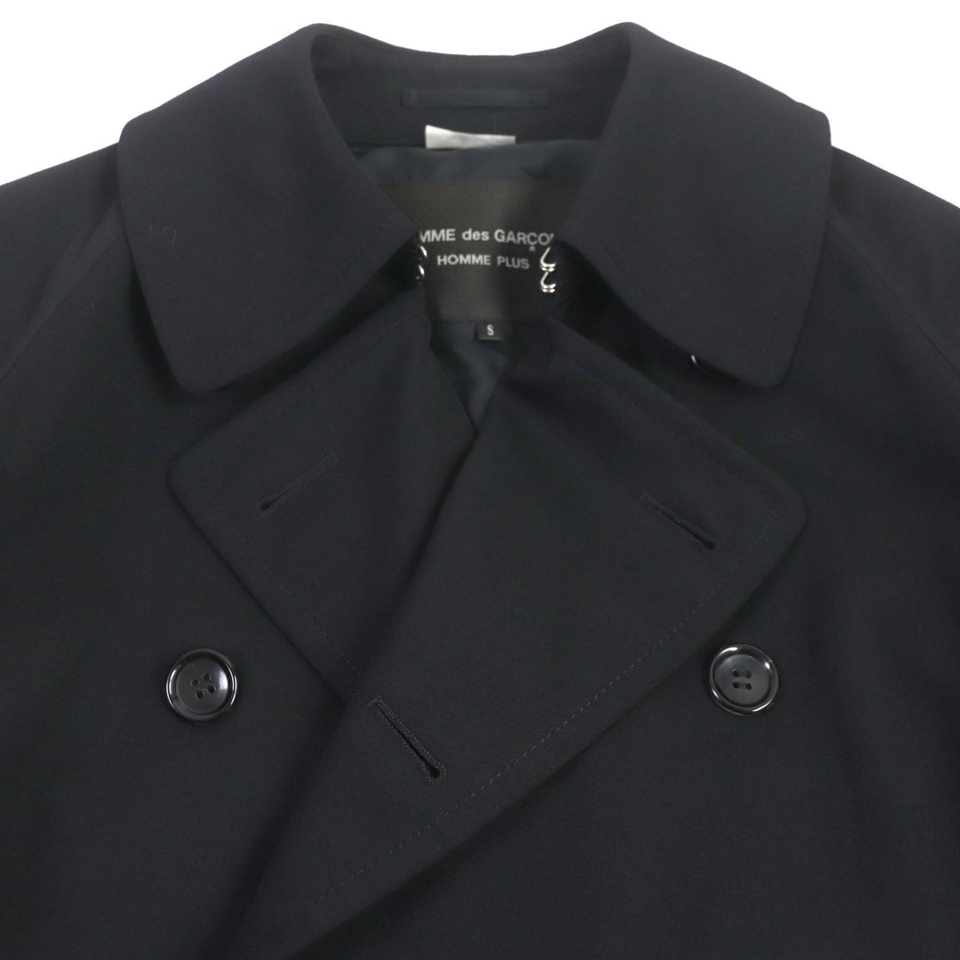 COMME des GARCONS HOMME PLUS trench coat Outer: 100% wool, Lining: 100% cupra black PK-C002 Wire Side Slit Wide mens S Used Authentic