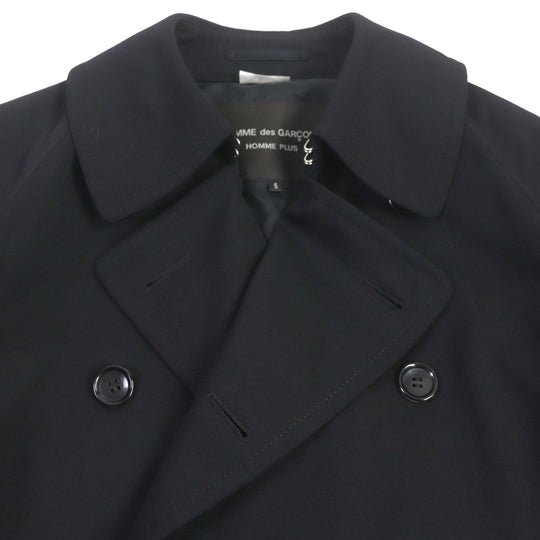 COMME des GARCONS HOMME PLUS trench coat Outer: 100% wool, Lining: 100% cupra black PK-C002 Wire Side Slit Wide mens S Used Authentic