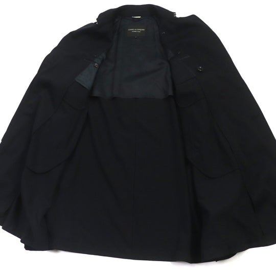 COMME des GARCONS HOMME PLUS trench coat Outer: 100% wool, Lining: 100% cupra black PK-C002 Wire Side Slit Wide mens S Used Authentic