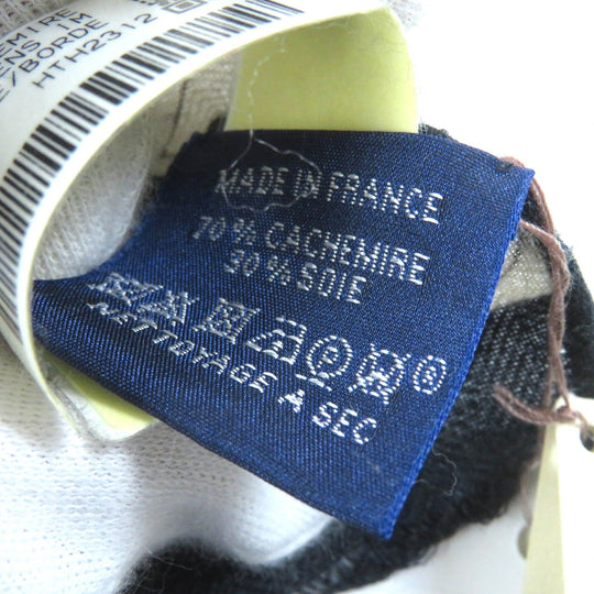 HERMES Stall 694134T Main: 70% cashmere, Main: 30% silk NATUREL/ARDOISE/BORDE Rectangle Colliers de Chiens Imprimeur Fou Women Used Authentic