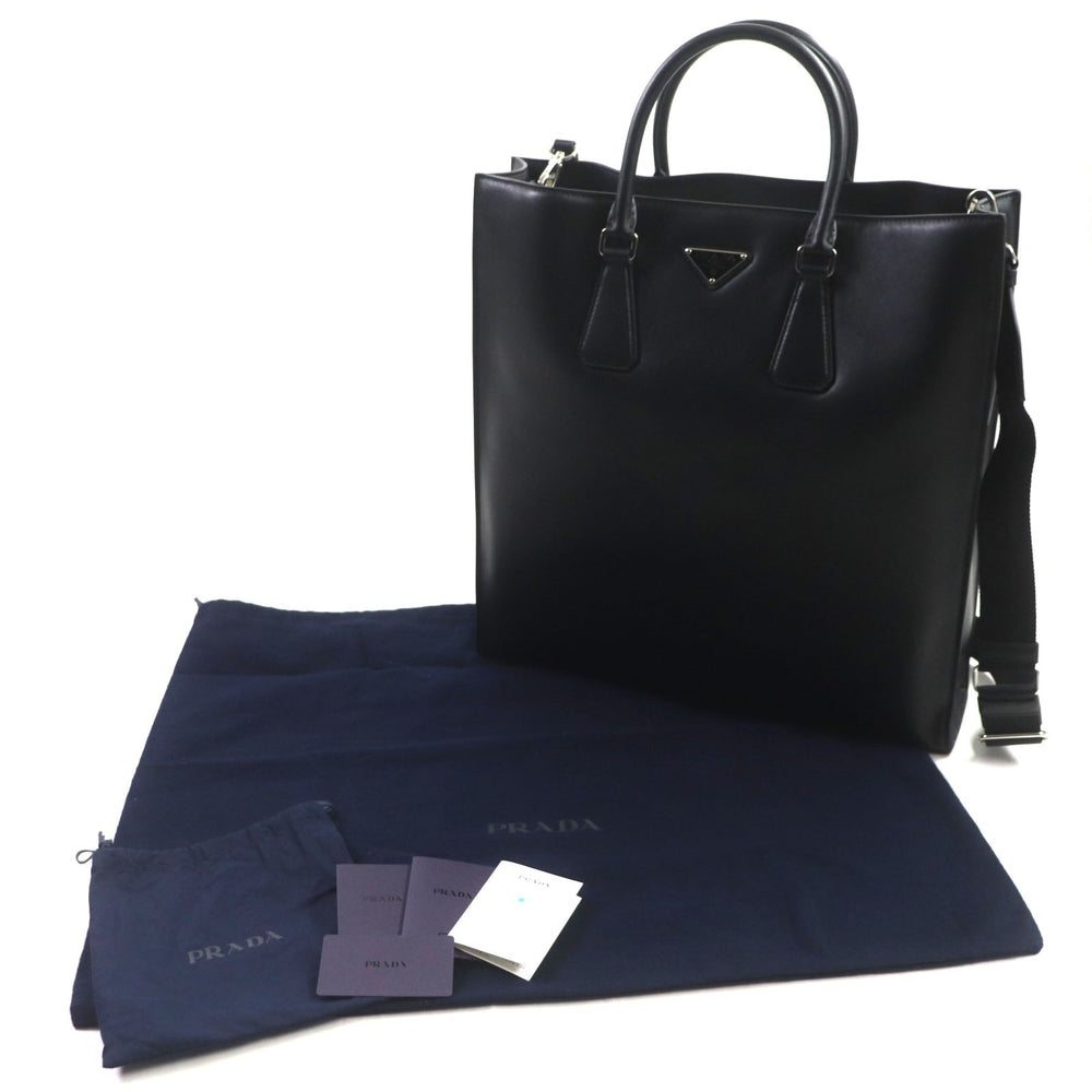 PRADA Tote Bag 2VG111 Main: Leather black mens Used Authentic