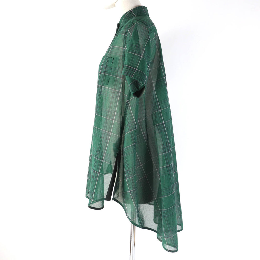 Sacai Short sleeve shirt 22-05989 Main: 50% cotton, Main: 50% polyester, Part: 100% polyester green Women 2 Used Authentic