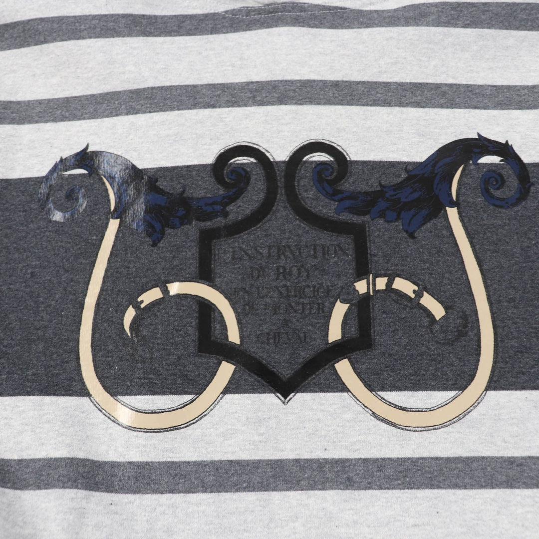 HERMES one piece Main: 100% cotton, part: 82% cotton, part: 16% nylon, part: 2% polyurethane gray Mariniere Women 34 Used Authentic