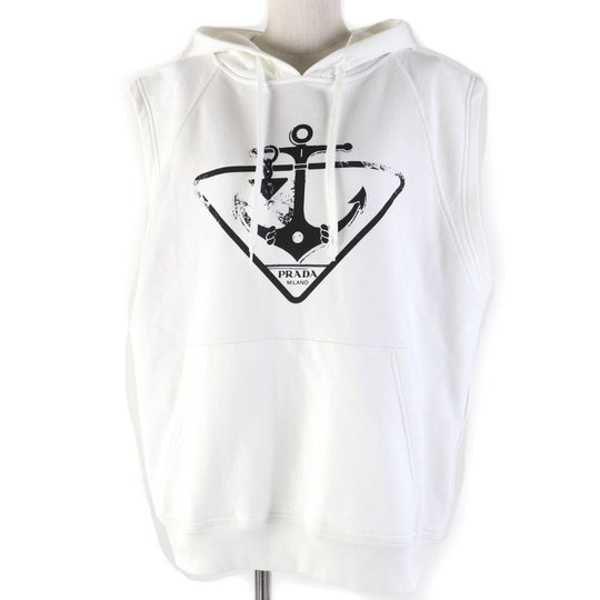 PRADA Hoodie 139693 Main: 100% cotton, some parts: 98% cotton, some parts: 2% elastane white Women XS Used Authentic