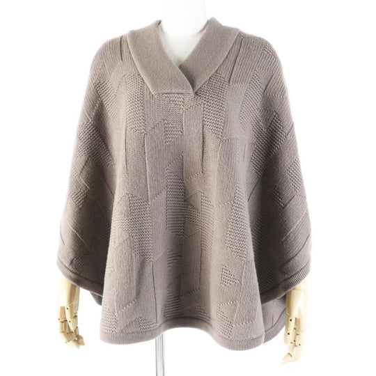 HERMES poncho 3H2602D4 Main: 100% wool, part: 95% wool, part: 5% nylon Brown type Women 34 Used Authentic