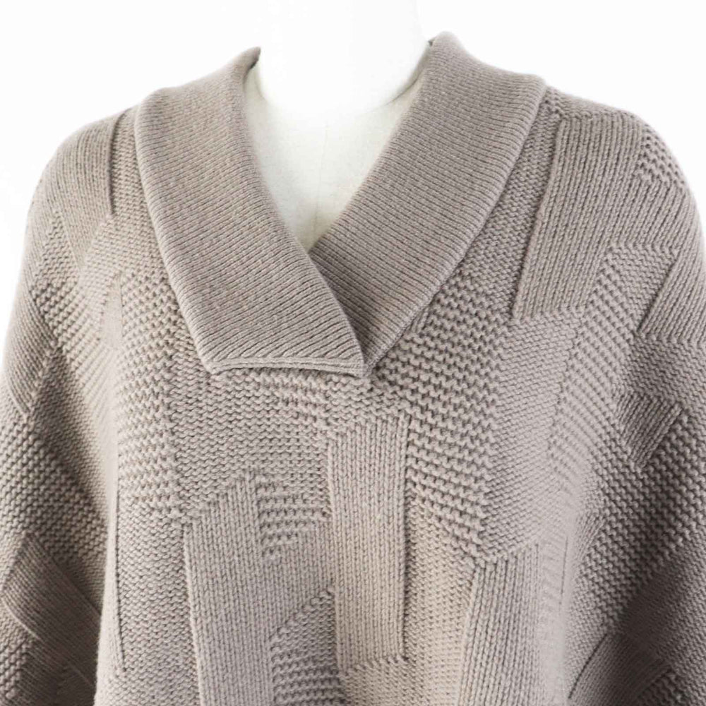 HERMES poncho 3H2602D4 Main: 100% wool, part: 95% wool, part: 5% nylon Brown type Women 34 Used Authentic