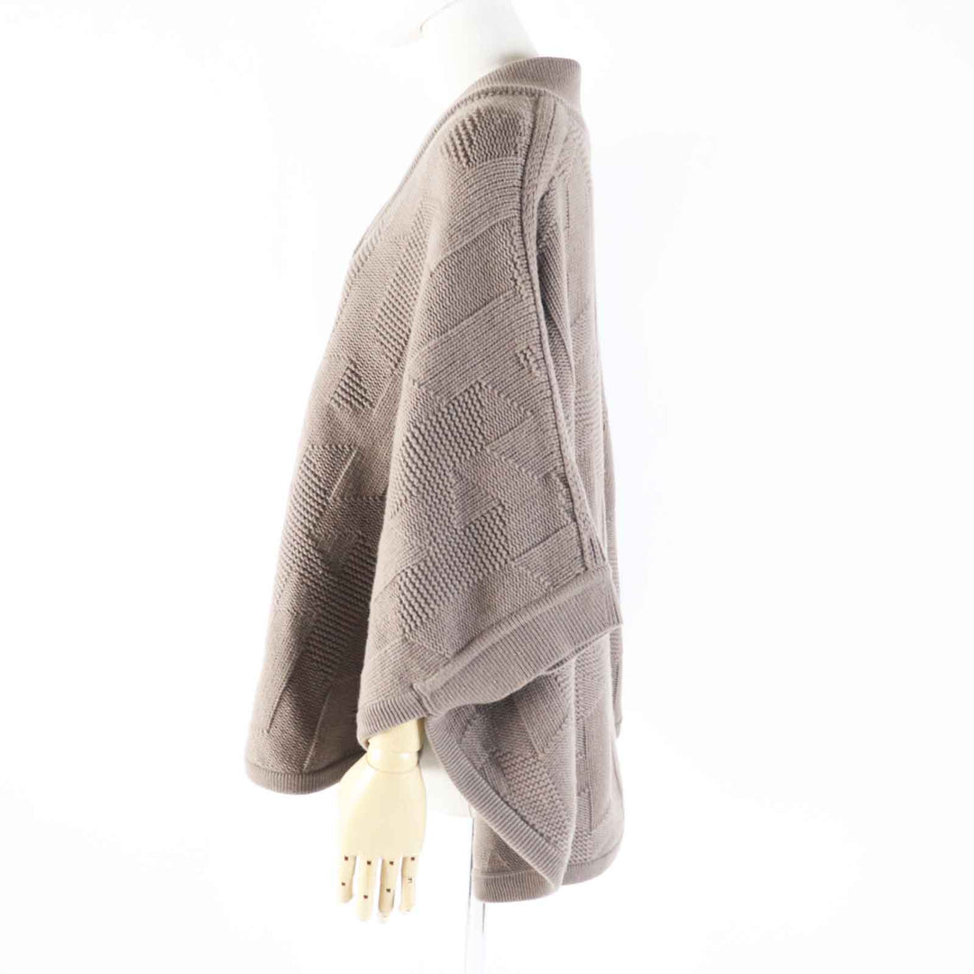 HERMES poncho 3H2602D4 Main: 100% wool, part: 95% wool, part: 5% nylon Brown type Women 34 Used Authentic