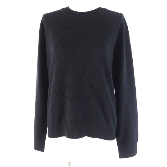 HERMES knit 4E2604D1 Main: 100% cashmere black Women 42 Used Authentic
