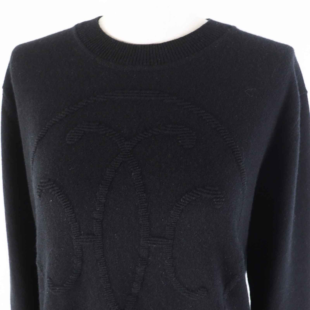 HERMES knit 4E2604D1 Main: 100% cashmere black Women 42 Used Authentic