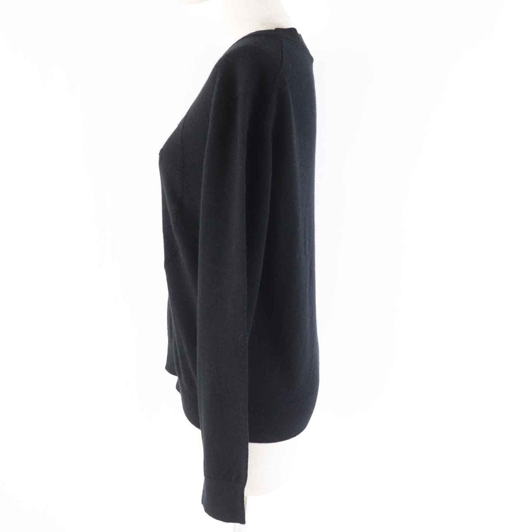 HERMES knit 4E2604D1 Main: 100% cashmere black Women 42 Used Authentic